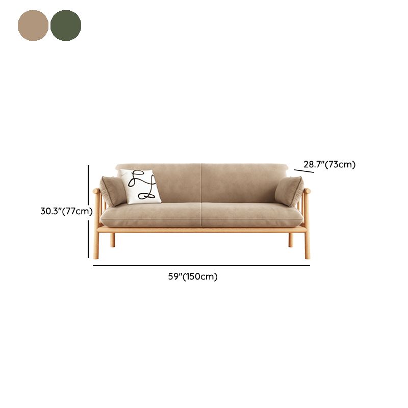 Slipcovered Single Cushion Sofa Tropical Solid Wood Seat with Pillows