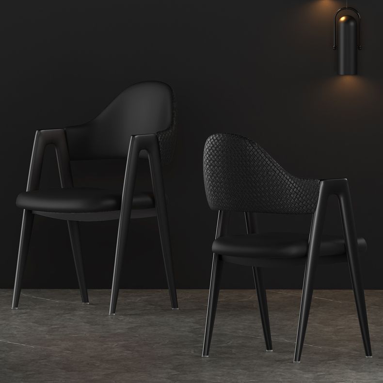 Contemporary Metal Dining Room Chairs Leather Open Back Dining Side Chair for Home Use Clearhalo ' kitchen&dining_furn' 'Dining Chairs' 'Dining Tables & Seating' 'dining_chair' 'furn' 'furn_dining_chair' 'Furniture' 'furniture_dining_chair' 'Kitchen & Dining Furniture' 'kitchen' 1200x1200_82fca7fd-9f38-43ce-b4ee-79a25a6e5a17