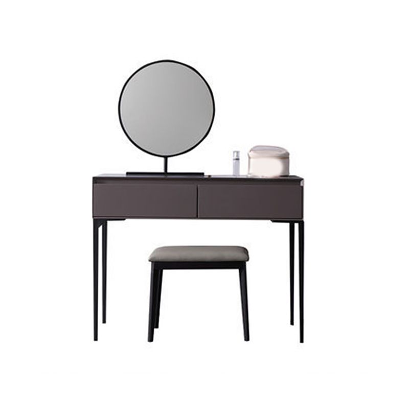 Moderne grijze ijdelheid gespiegelde houtmake -upkruidtafel ontlasting set