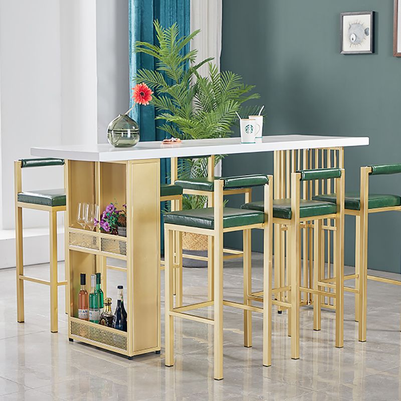 White Wood Top Counter Table Metal Base with 42 Inch Height Bar Table Clearhalo 'Bar Furniture' 'Bar Tables' 'bar_tables' 'furn' 'furn_bar_tables' 'Furniture' 'furniture_bar_tables' 'Kitchen & Dining Furniture' 'kitchen&dining_furn' 'kitchen' 1200x1200_82fe42e5-780d-44ae-8111-474e99c17228