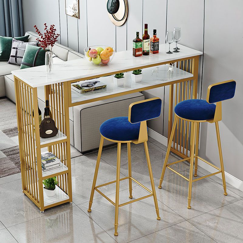 Glam Indoor Bar-Esstisch, rechteckiger Barhocker-Tisch aus Marmor