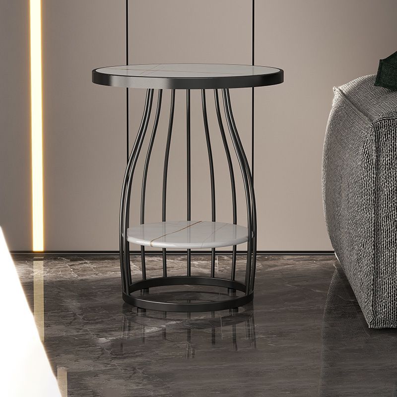 Marble Top End Table Metal Frame Sofa Side End Table with Shelf for Living Room Clearhalo 'Coffee & Accent Tables' 'End & Side Tables' 'end_side_tables' 'furn' 'furn_end_side_tables' 'Furniture' 'Living Room Furniture' 1200x1200_82ff8112-0a05-453d-9b6c-056393f69f33