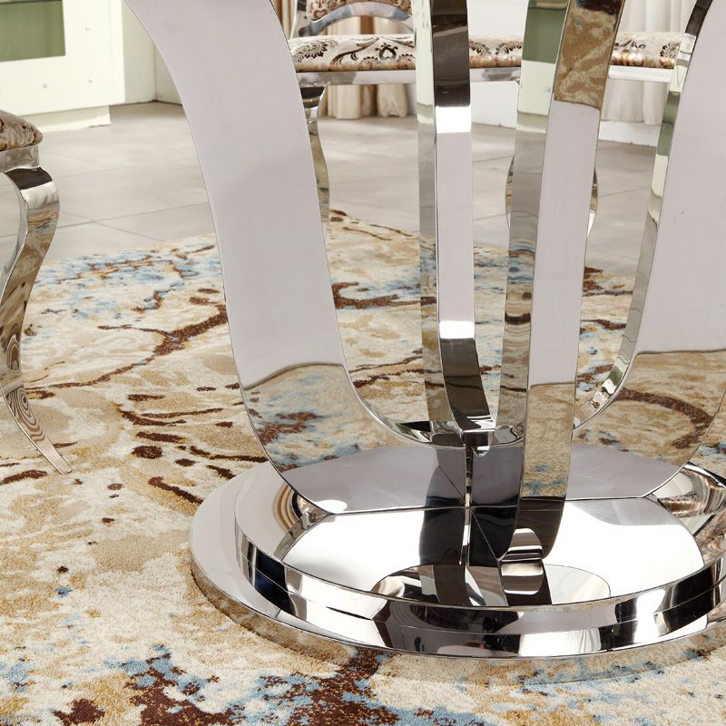 Luxury Style Marble Dining Table Metallic Single Pedestal Round Table for Home Clearhalo ' dining_table' 'Dining Tables & Seating' 'Dining Tables' 'furn' 'furn_dining_table' 'Furniture' 'furniture_dining_table' 'Kitchen & Dining Furniture' 'kitchen&dining_furn' 'kitchen' 'kitchen_dining_table' 1200x1200_8302086e-3919-4bb8-aa7c-a9e2e7dc9018