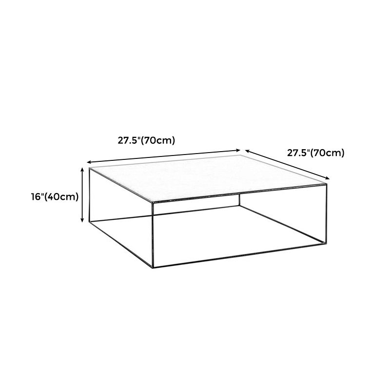 White/Black Metal Frame Coffee Table Modern Square Assembled Table