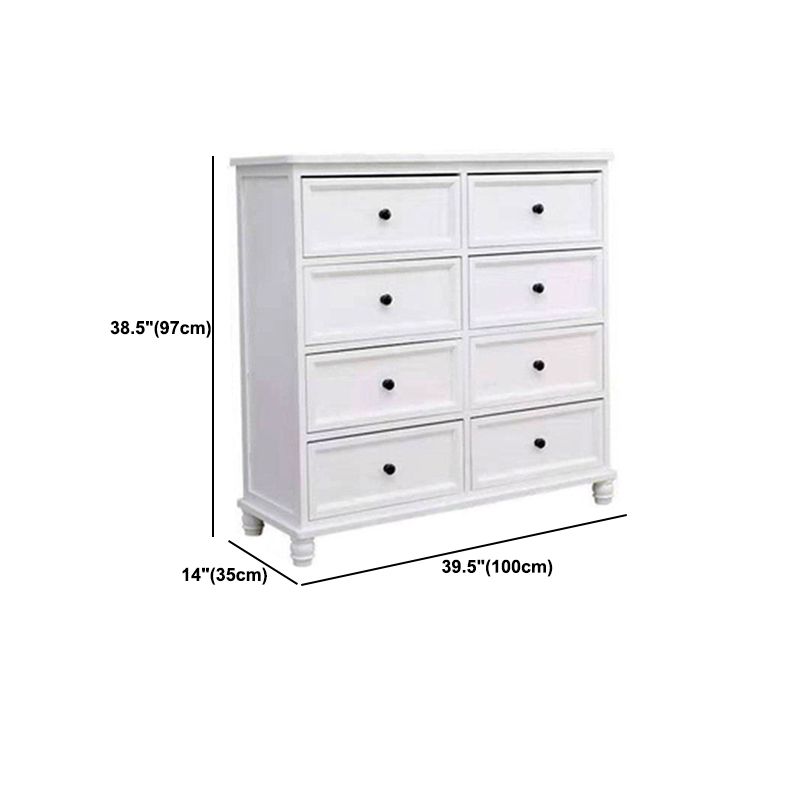 Modern Style White Storage Chest Rustic Solid Wood Chest with Multi Drawers