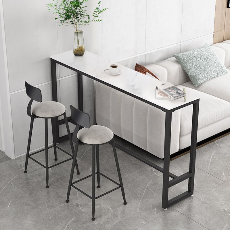 Mesa de barra superior de piedra rectangular mesa de pub moderna con marco de metal