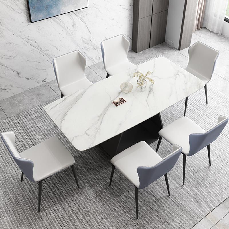 Modern Sintered Stone Top Dining Set Rectangular 1/4/5/7 Pieces Dining Room Table Set Clearhalo 'Dining Room Sets' 'Dining Tables & Seating' 'dining_room_set' 'furn' 'furn_dining_room_set' 'Furniture' 'Kitchen & Dining Furniture' 1200x1200_8308e541-b3d2-4101-84a2-f5892f84b610