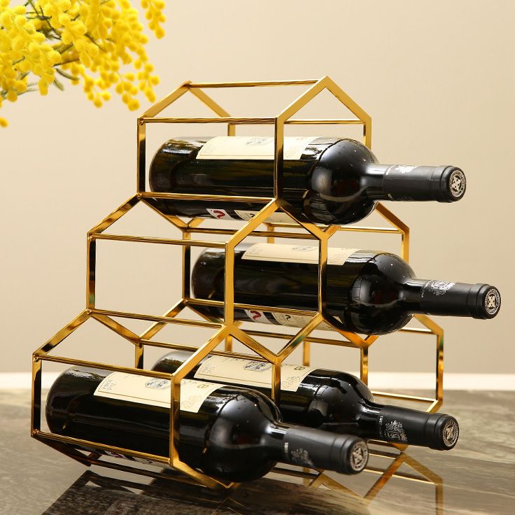 Metal Countertop Wine Glass Rack Modern Stackable Wine Bottle Holder in Gold Clearhalo 'furn' 'furn_wine_racks' 'Furniture' 'Kitchen & Dining Furniture' 'Wine Racks' 'wine_racks' 1200x1200_83090650-746f-4b3a-a875-c13e90ee2f13