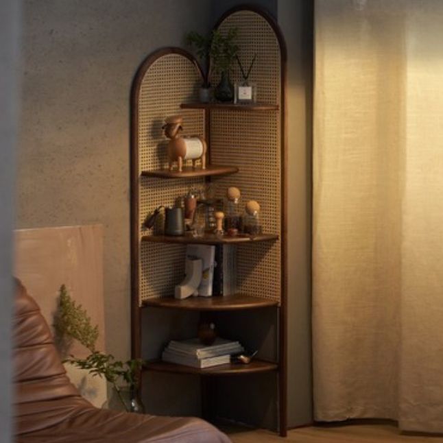 Contemporary Corner Bookshelf Wooden Closed Back Bookcase with Shelves