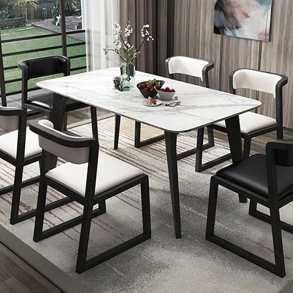 Mesa de comedor de tono blanco de mármol Simplicidad de 4 patas para comedor para comedor
