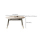Modern Round Extendable Dining Table Wood Legs for Living Room