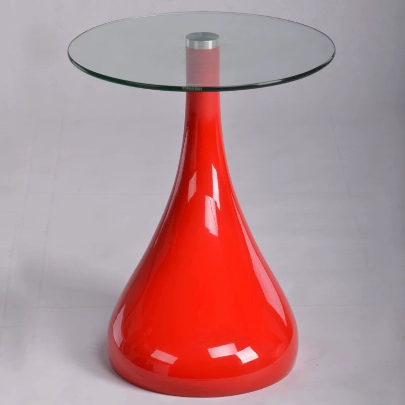 Contemporary End Table Glass Round Plastic Pedestal Living Room Side Table Clearhalo 'Coffee & Accent Tables' 'End & Side Tables' 'end_side_tables' 'furn' 'furn_end_side_tables' 'Furniture' 'Living Room Furniture' 1200x1200_830d511f-ec94-4ea2-a684-2bae950cc1b3