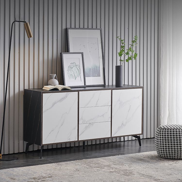 Artificial Wood comedor del comedor gabinete parador glam credenza con cajones y almacenamiento