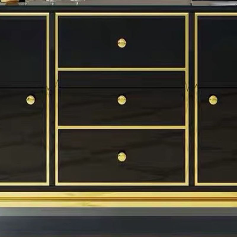 Glam Sideboard Buffet Mirrored 3 Drawers and 2 Doors Cabinets Buffet Sideboard Clearhalo 'buffet_sideboard' 'Buffets & Sideboards' 'furn' 'furn_buffet_sideboard' 'Furniture' 'Kitchen & Dining Furniture' 1200x1200_83114253-77dc-49a8-a1ad-4de2246268b0