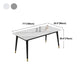 Metal Tripod Base Dining Table Modern Rectangle Stone Dining table in White Clearhalo 'Dining Tables & Seating' 'Dining Tables' 'dining_table' 'furn' 'furn_dining_table' 'Furniture' 'furniture_dining_table' 'Kitchen & Dining Furniture' 1200x1200_83123663-7e8b-4687-8479-d9abde423308