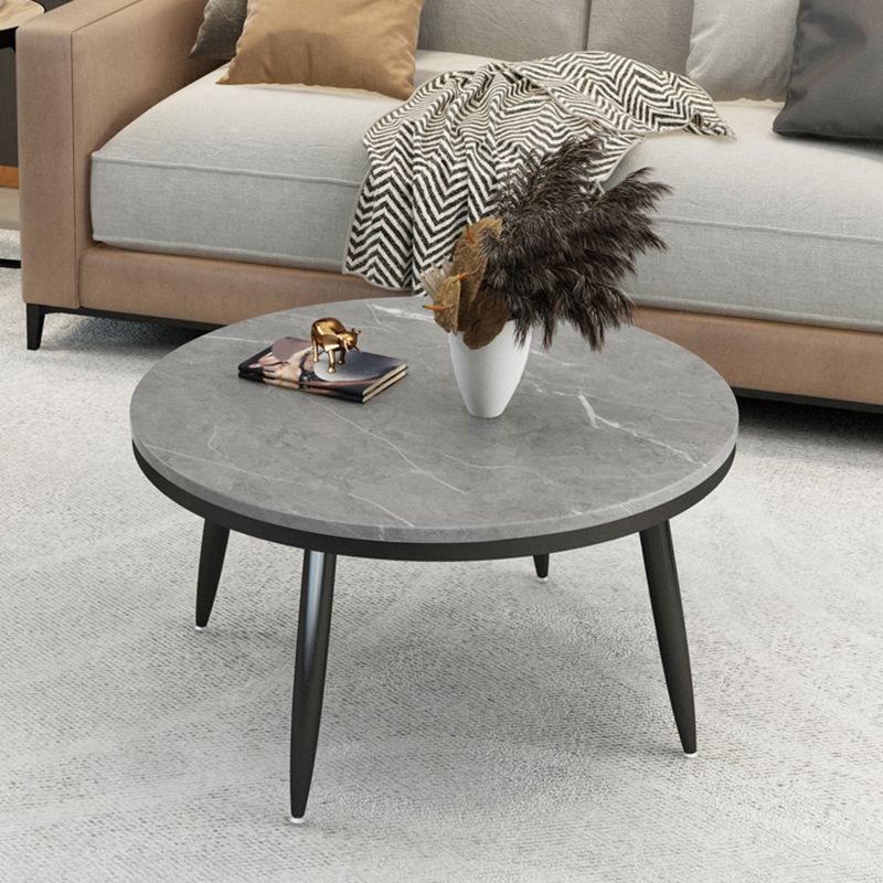 Glam Slate and Metal Coffee Table 4 Legs Round Cocktail Table