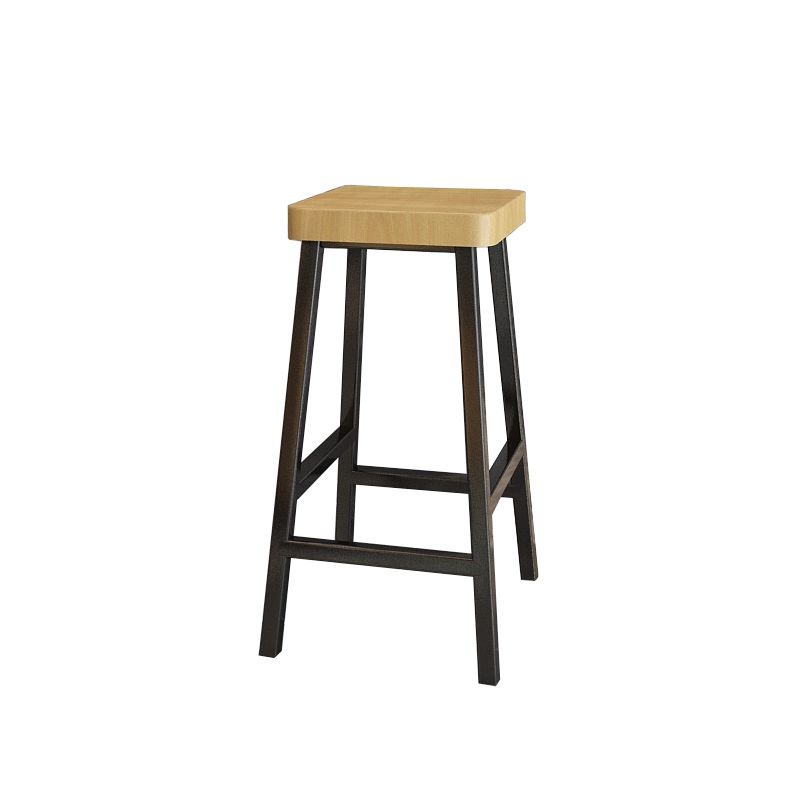 Backless Solid Wood Bar Stool Contemporary Natural Stool with Metal Legs Clearhalo 'Bar Furniture' 'Bar Stools' 'bar_stools' 'furn' 'furn_bar_stools' 'Furniture' 'Kitchen & Dining Furniture' 1200x1200_8315d755-6a1e-4e88-ab90-d1e9bdfc4a60