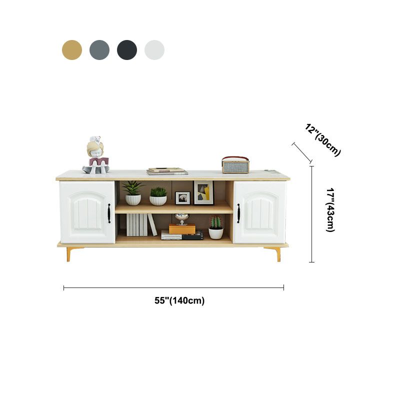 Console TV in legno moderno Console Open Storage TV con 2 porte, 12 "D x 17" H