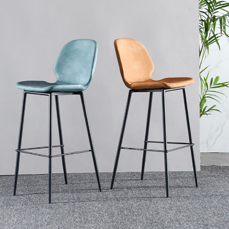 Scandinavian Matte Finish Leather Bar Stool Low Back Home Stool Clearhalo 'Bar Furniture' 'Bar Stools' 'bar_stools' 'Furniture' 'furniture_bar_stools' 'Kitchen & Dining Furniture' 1200x1200_83176ac9-5d3d-48e0-9cf7-c2b730affa04