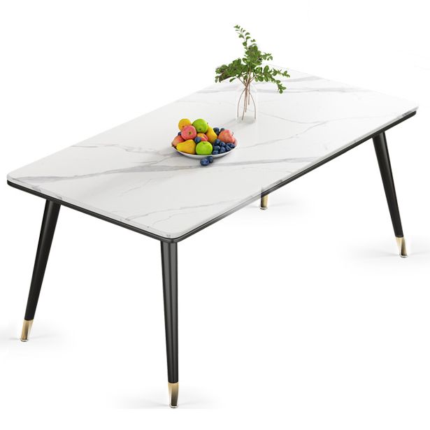 Sintered Stone Dining Table Luxury Style 4 Legs Base Rectangle Table for Home Clearhalo ' dining_table' 'Dining Tables & Seating' 'Dining Tables' 'furn' 'furn_dining_table' 'Furniture' 'furniture_dining_table' 'Kitchen & Dining Furniture' 'kitchen&dining_furn' 'kitchen' 'kitchen_dining_table' 1200x1200_83177b6c-290d-4cb5-8868-a55dd24142dd