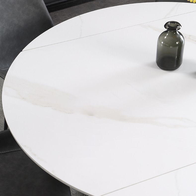 Modern Extendable Stone Dining Table Steel Base Dinner Table for Home Clearhalo 'Dining Tables & Seating' 'Dining Tables' 'dining_table' 'furn' 'furn_dining_table' 'Furniture' 'Kitchen & Dining Furniture' 1200x1200_831b4ab8-ec34-4a29-a95a-a82e05423297