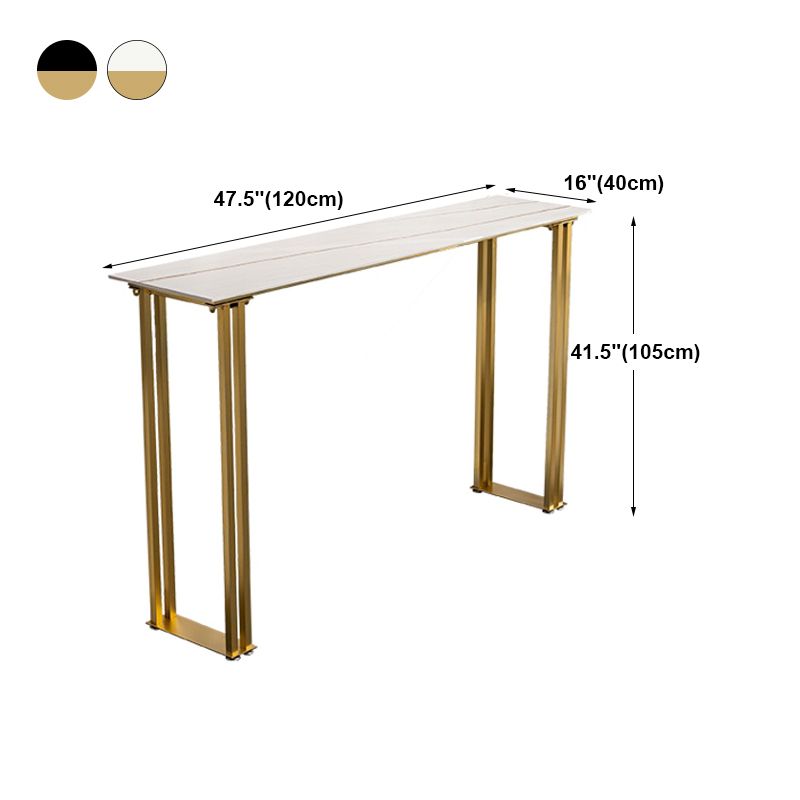 Glam Marble Counter Table with Rectangle Table Top Sled Table - 41.3" H Clearhalo 'Bar Furniture' 'Bar Tables' 'bar_tables' 'furn' 'furn_bar_tables' 'Furniture' 'furniture_bar_tables' 'Kitchen & Dining Furniture' 1200x1200_831bc2e7-858d-4a3a-963b-5db299daeb92
