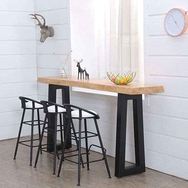 Modern Solid Wood Bar Table Set 1/5 Pieces Double Pedestal Pub Table Set in Natural Clearhalo 'Bar Furniture' 'furn' 'furn_home_bar_bar_sets' 'Furniture' 'Home Bars & Bar Sets' 'home_bar_bar_sets' 'Kitchen & Dining Furniture' 1200x1200_831c9a74-d868-4770-8277-dba2a799ab90