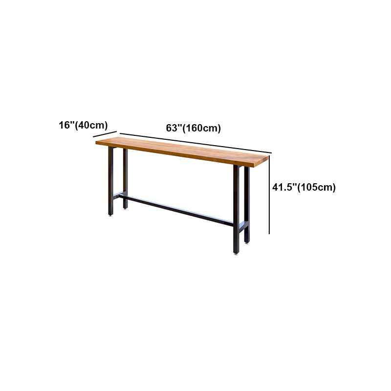 Brown Modern Style Table Solid Wood and Iron with Footrest Coffee Shop Bar Table Clearhalo 'Bar Furniture' 'Bar Tables' 'bar_tables' 'furn' 'furn_bar_tables' 'Furniture' 'furniture_bar_tables' 'Kitchen & Dining Furniture' 1200x1200_831ea5e6-7441-405a-b16c-530d2c998b95
