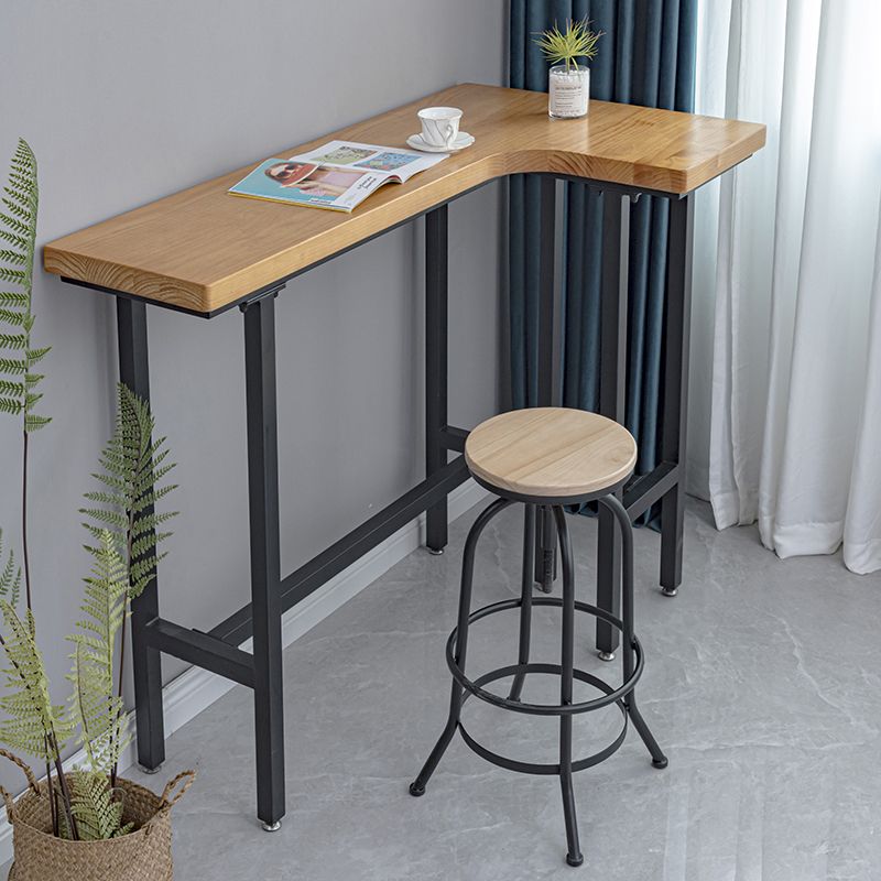 Industrial Black Iron Bar Table Wood Specialty Top 41.3"H Bistro Table for Living Room Clearhalo 'Bar Furniture' 'Bar Tables' 'bar_tables' 'furn' 'furn_bar_tables' 'Furniture' 'furniture_bar_tables' 'Kitchen & Dining Furniture' 1200x1200_831f1bb4-c3fb-47b0-b995-32e3e7281680