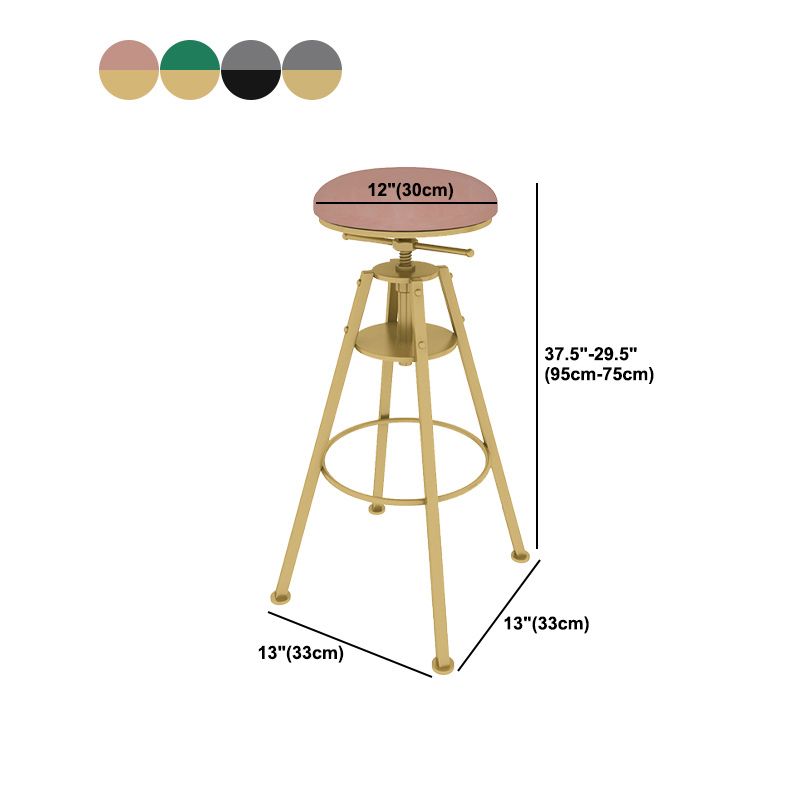 Metal Adjustable Height Bar Stool Velvet Upholstered Bar Stool for Restaurant