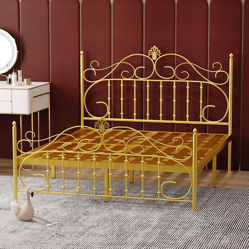 Single Metal Arched Headboard Bed Open-Frame Bed with Metal Legs