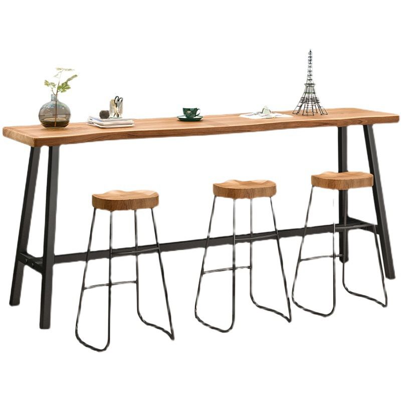 Rectangle Wood Bar Table Trestle Base Dining Table for Kitchen Living Room Clearhalo 'Bar Furniture' 'Bar Tables' 'bar_tables' 'furn' 'furn_bar_tables' 'Furniture' 'Kitchen & Dining Furniture' 1200x1200_8322c9f0-c1d4-433a-8f90-89952ce05171