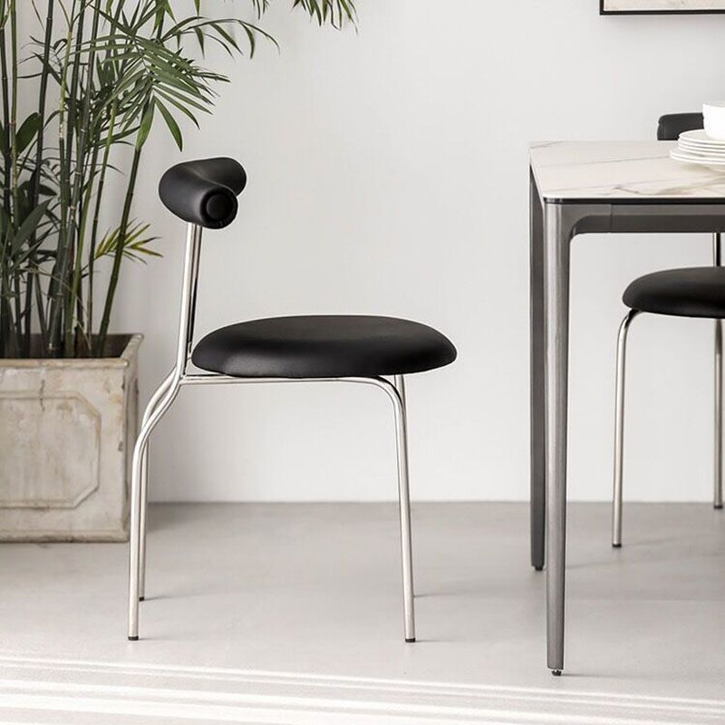 Glam Stainless Steel Legs Armless Dining Chairs Open Back Dining Side Chair in Silver Clearhalo 'Dining Chairs' 'Dining Tables & Seating' 'dining_chair' 'furn' 'furn_dining_chair' 'Furniture' 'furniture_dining_chair' 'Kitchen & Dining Furniture' 1200x1200_83238d26-2a4b-4fce-a2ec-970615e421c4