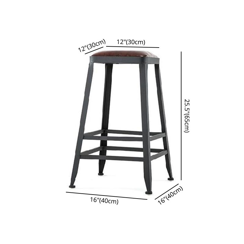 Industrial Brown Leather Bar Stools Square Stool with Metal Base Clearhalo 'Bar Furniture' 'Bar Stools' 'bar_stools' 'furniture_bar_stools' 'Kitchen & Dining Furniture' 'kitchen&dining_furn' 'kitchen' 'kitchen_furn' Furniture' 1200x1200_83246f64-91f3-494d-9da2-3df9414df8cd