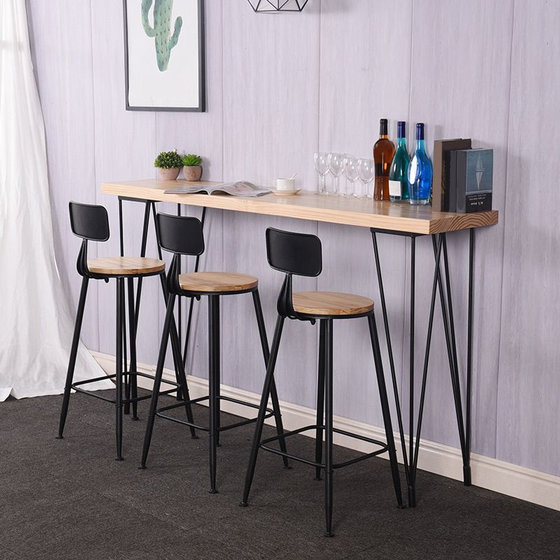 Wood Top Table Industrial Style Bistro Pub Table with 4 Legs Clearhalo 'Bar Furniture' 'Bar Tables' 'bar_tables' 'furn' 'furn_bar_tables' 'Furniture' 'Kitchen & Dining Furniture' 1200x1200_8326c070-6656-4118-9ca7-8dd2468db142