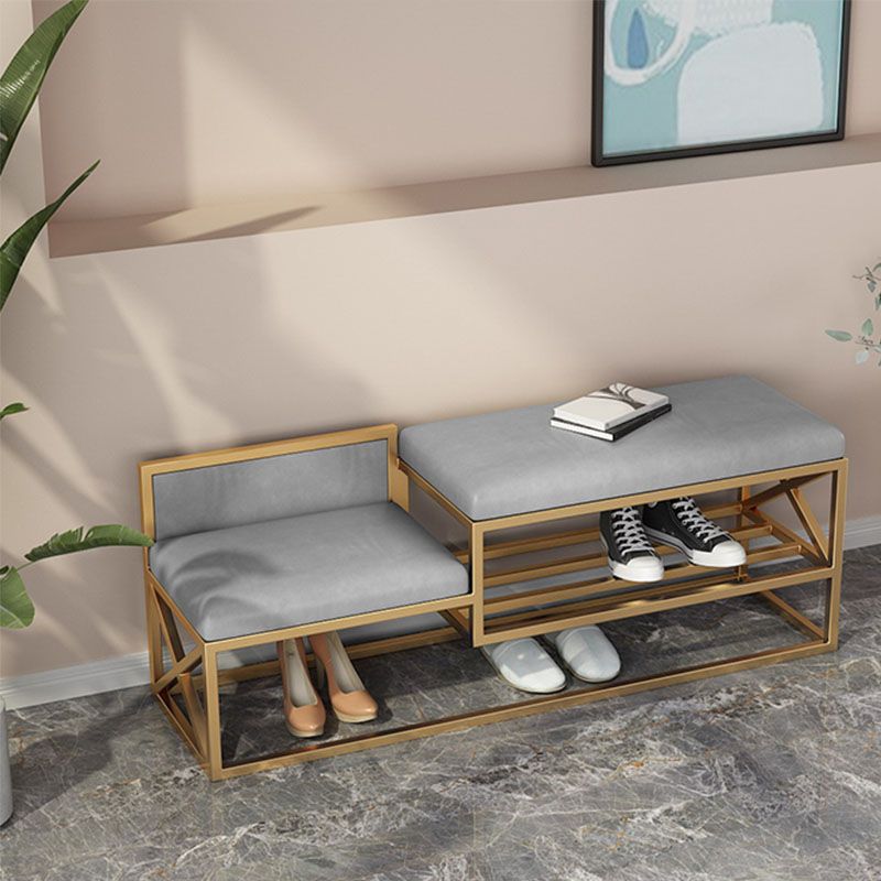 Panchina di ingresso moderna panca in metallo imbottito con deposito per scarpe, 14 "W