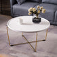 Cross Leg Base Design White/grey Faux Wood Top Metal Iron Round Coffee Table Clearhalo 'Coffee & Accent Tables' 'Coffee Tables' 'coffee_tables' 'furn' 'furn_coffee_tables' 'Furniture' 'Living Room Furniture' 1200x1200_83285efe-d0ce-453b-82ba-1b75e697438f