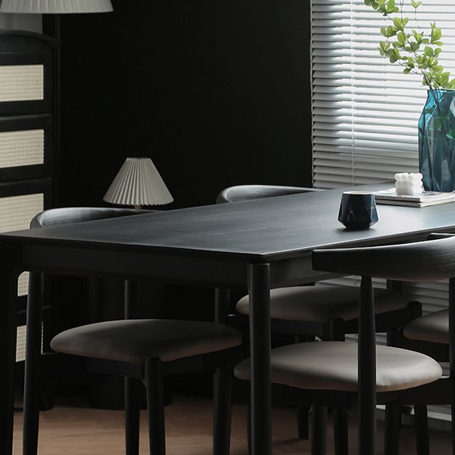 Set da pranzo moderno nero Set da pranzo con gambe in legno rettangolari da 1/2/5 pezzi per interni