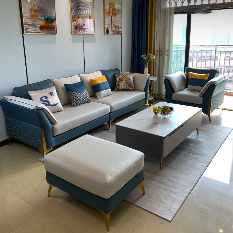 フェイクレザーモダン標準フレアアームステイン耐性セッピーソファ