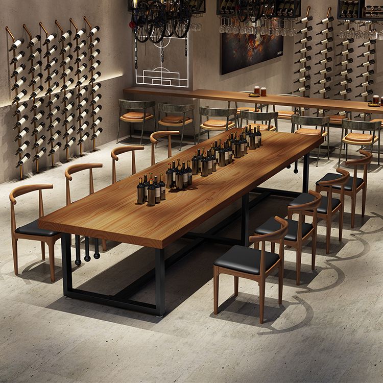 Mesa de comedor de comedor de madera sólida de pino mesa de comedor rectangular con base de caballete