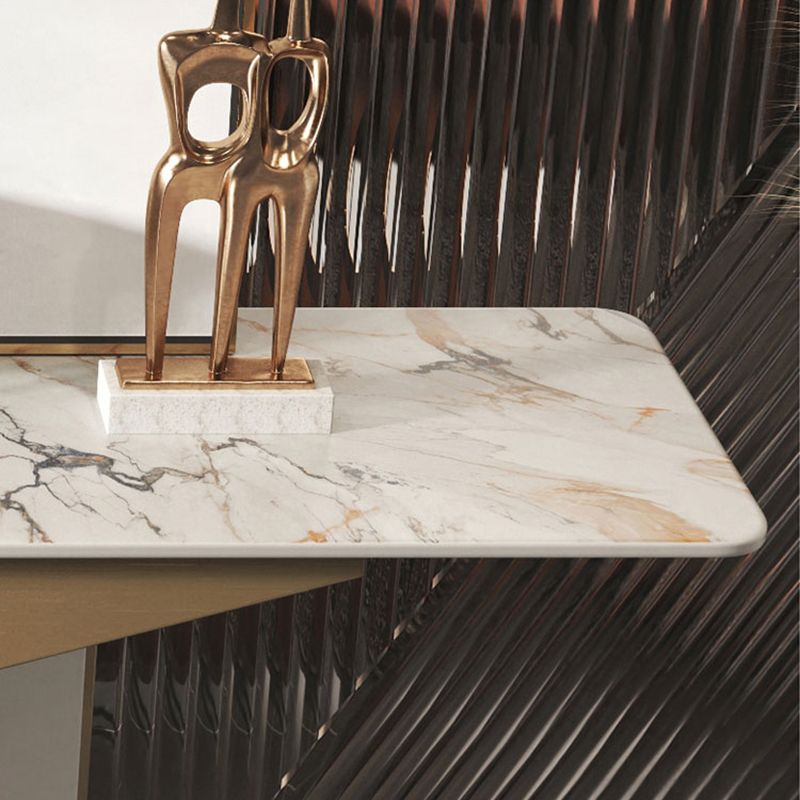 Mesa de acento de consola rectángulo glamoroso con tapa de piedra blanca para Hall