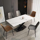 Contemporary Stone Dining Table Rectangle Dining Table with Pedestal Base in Black Clearhalo 'Dining Tables & Seating' 'Dining Tables' 'dining_table' 'furn' 'furn_dining_table' 'Furniture' 'furniture_dining_table' 'Kitchen & Dining Furniture' 'kitchen' 'kitchen_dining_table' 1200x1200_832d7cac-c926-4cbc-9233-22a2d52f6e17