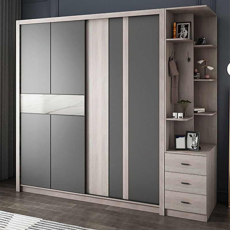 Sliding Wardrobe Closet with Shelves Modern Wardrobe Armoire Clearhalo 'Armoires & Wardrobes' 'armoires_wardrobes' 'Bedroom Furniture' 'furn' 'furn_armoires_wardrobes' 'Furniture' 1200x1200_832ee8af-e9e8-4984-a43a-f43fc99bb2d7