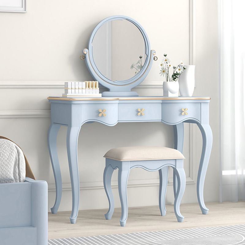 3 Storage Drawers & Mirror Vanity Set Victorian Wood Make-up Vanity