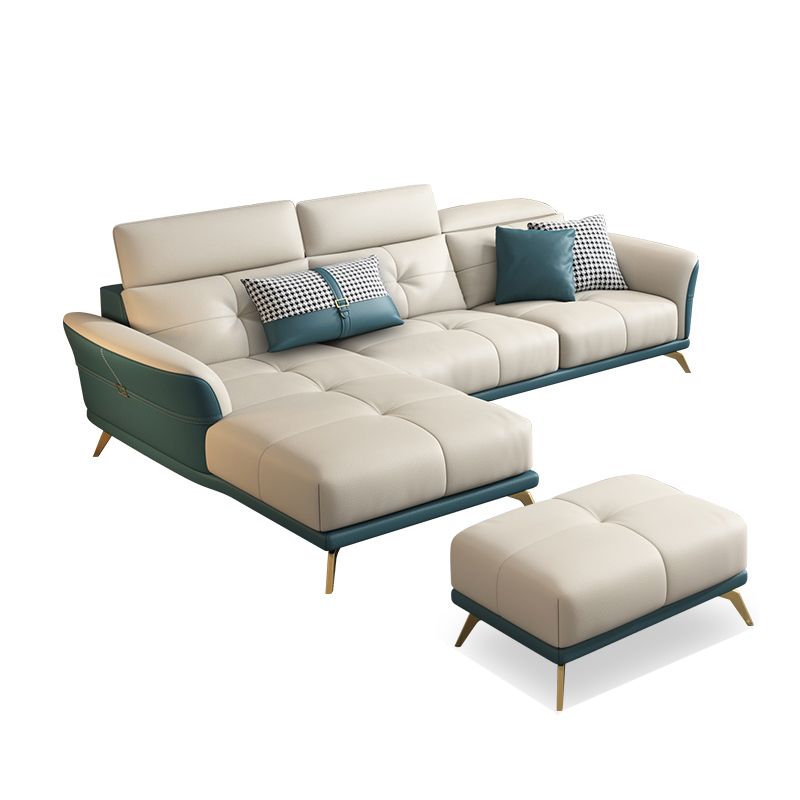 Tuxedo Arm Sectional Sofa 35.43"High Genuine Leather Tufted Split-Back Sofa