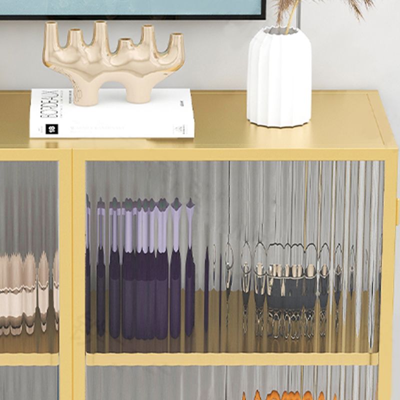 Modern Metal China Cabinet Glass Doors Hutch Cabinet with 4 Shelves for Living Room Clearhalo 'Display & China Cabinets' 'display_china_cabinets' 'furn' 'furn_display_china_cabinets' 'Furniture' 'Kitchen & Dining Furniture' 1200x1200_833046e5-3690-4a18-b097-04dde74ff2d8