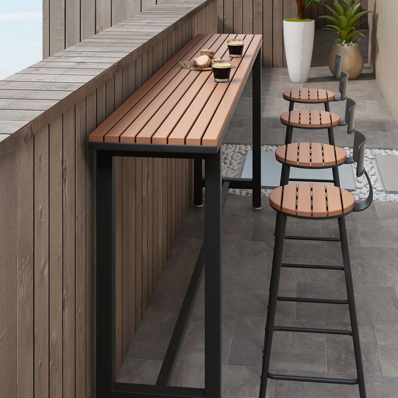 Balcony Rectangle Modern Pub Bar Table Footrest Trestle Wood Bar/Dinette Table Clearhalo 'Bar Furniture' 'Bar Tables' 'bar_tables' 'furn' 'furn_bar_tables' 'Furniture' 'furniture_bar_tables' 'Kitchen & Dining Furniture' 1200x1200_8331c094-2345-49f7-aa51-7a72f95865fa