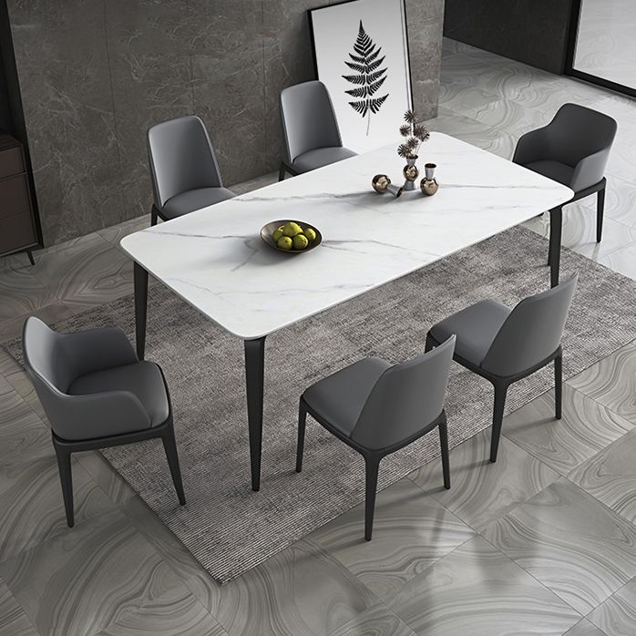 Sintered Stone Dining Table Mid-Century Style 4 Legs Table for Dining Room Clearhalo ' dining_table' 'Dining Tables & Seating' 'Dining Tables' 'furn' 'furn_dining_table' 'Furniture' 'furniture_dining_table' 'Kitchen & Dining Furniture' 'kitchen&dining_furn' 'kitchen' 'kitchen_dining_table' 1200x1200_8332a834-b8bb-40b3-8089-8f3b6aa5377a