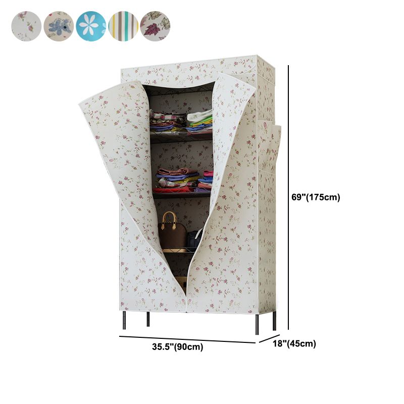 Modern Style Non-Hanging Armoire 4-Shelf Metal Wardrobe Closet
