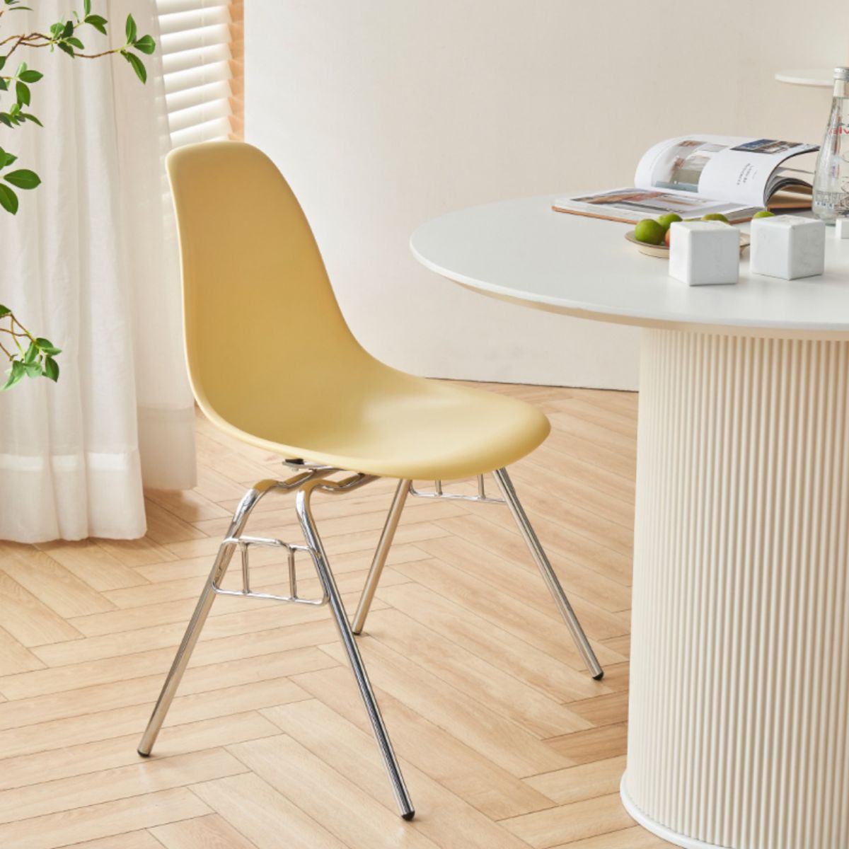 Modern Design Armless Solid Back Chair Plastic Stacking Side Chairs Clearhalo 'Dining Chairs' 'Dining Tables & Seating' 'dining_chair' 'Furniture' 'furniture_dining_chair' 'Kitchen & Dining Furniture' 1200x1200_833509b2-6834-4e42-8954-7483e4db67c4